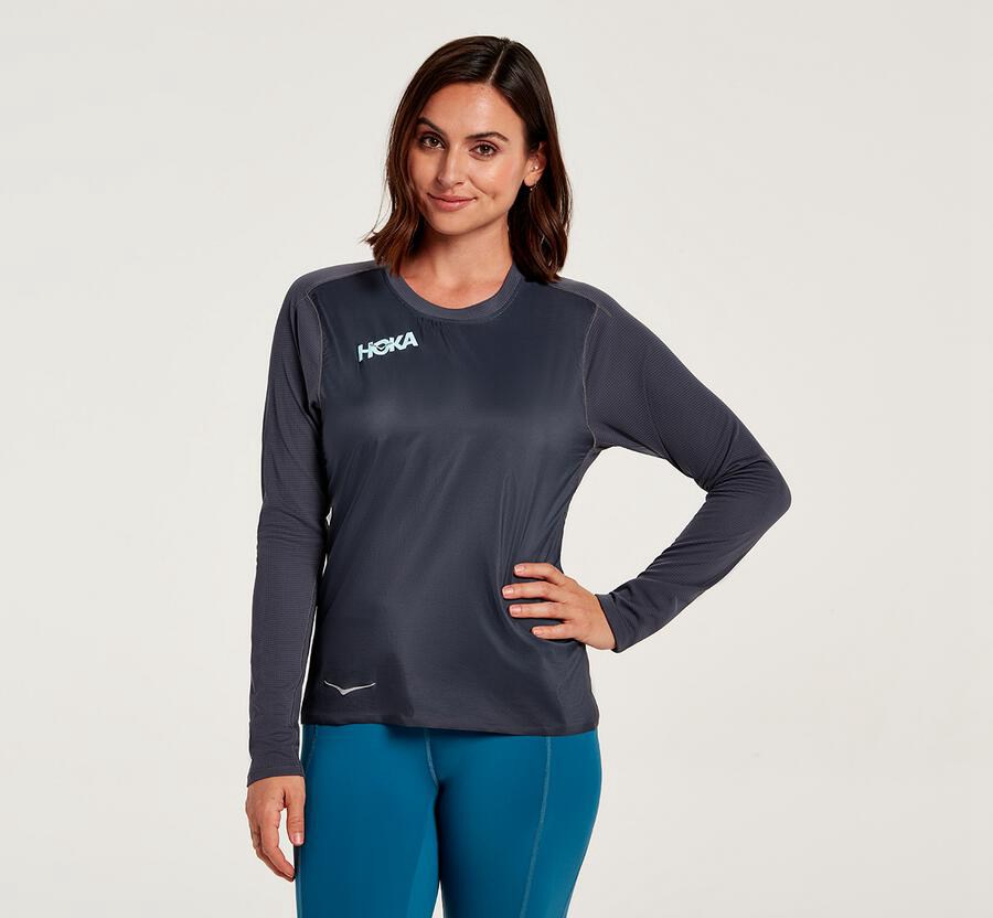 Top Hoka One One Mujer Azules - Wind - MGLC65241